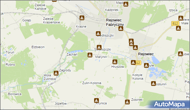 mapa Marynin gmina Rejowiec, Marynin gmina Rejowiec na mapie Targeo