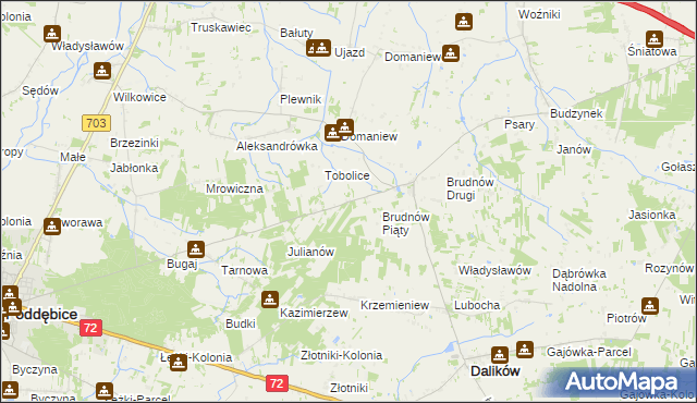 mapa Marysin gmina Dalików, Marysin gmina Dalików na mapie Targeo