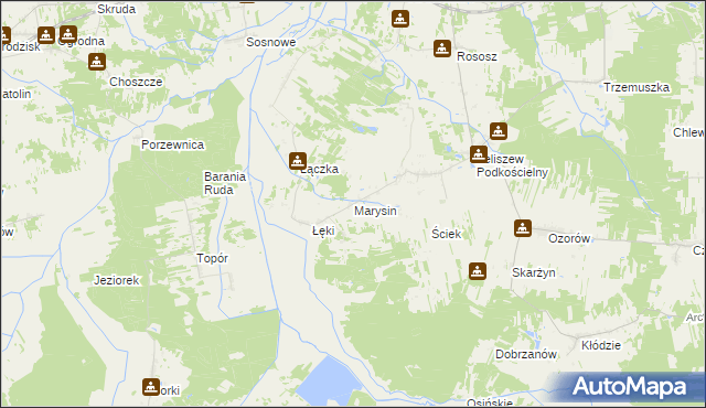 mapa Marysin gmina Kotuń, Marysin gmina Kotuń na mapie Targeo