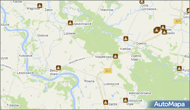 mapa Masełkowice, Masełkowice na mapie Targeo