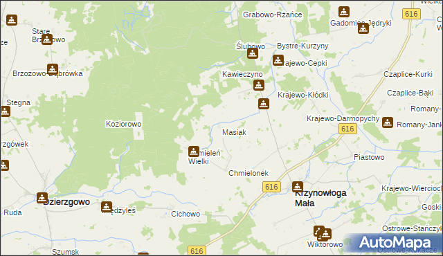 mapa Masiak, Masiak na mapie Targeo