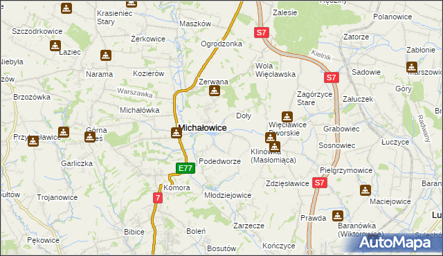 mapa Masłomiąca, Masłomiąca na mapie Targeo