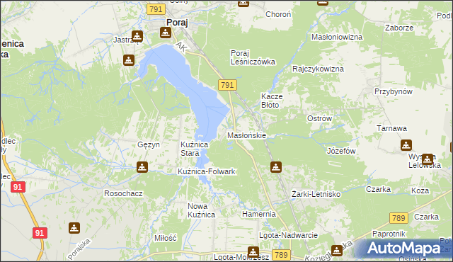mapa Masłońskie, Masłońskie na mapie Targeo