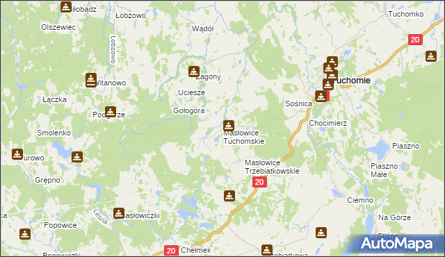 mapa Masłowice Tuchomskie, Masłowice Tuchomskie na mapie Targeo