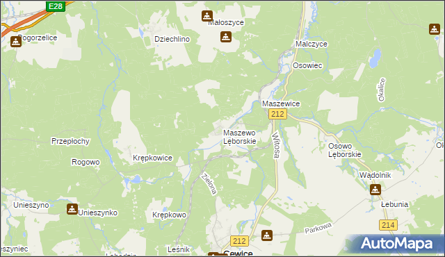 mapa Maszewo Lęborskie, Maszewo Lęborskie na mapie Targeo