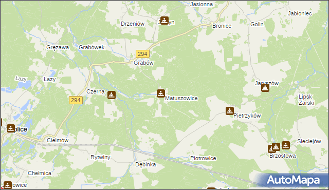 mapa Matuszowice, Matuszowice na mapie Targeo