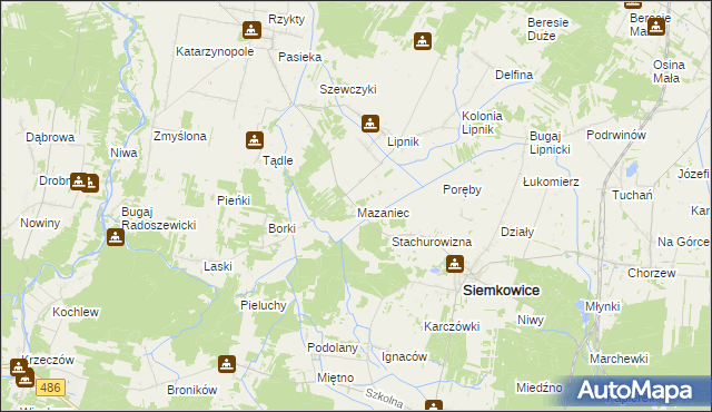 mapa Mazaniec, Mazaniec na mapie Targeo