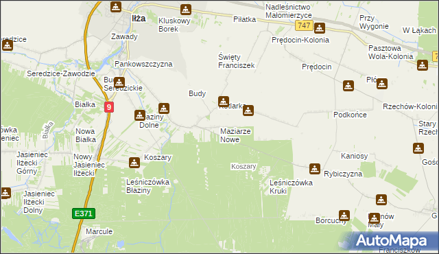 mapa Maziarze Nowe, Maziarze Nowe na mapie Targeo