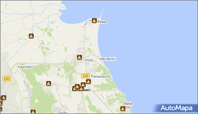 mapa Mechelinki, Mechelinki na mapie Targeo