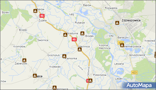 mapa Mechnica, Mechnica na mapie Targeo