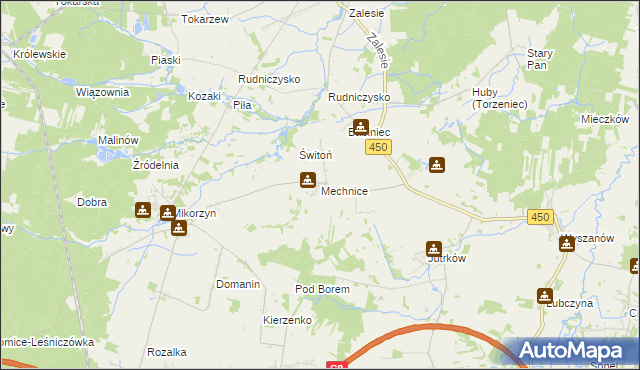 mapa Mechnice gmina Kępno, Mechnice gmina Kępno na mapie Targeo