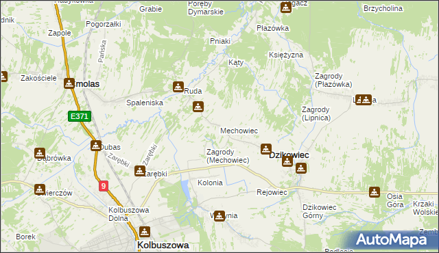 mapa Mechowiec, Mechowiec na mapie Targeo