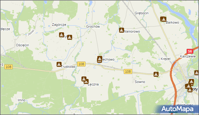 mapa Mechowo gmina Płoty, Mechowo gmina Płoty na mapie Targeo