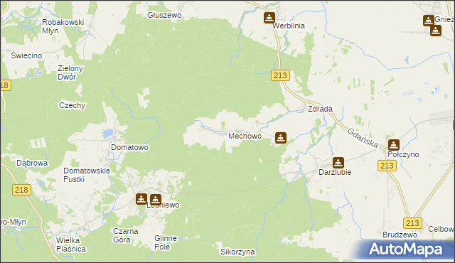 mapa Mechowo gmina Puck, Mechowo gmina Puck na mapie Targeo