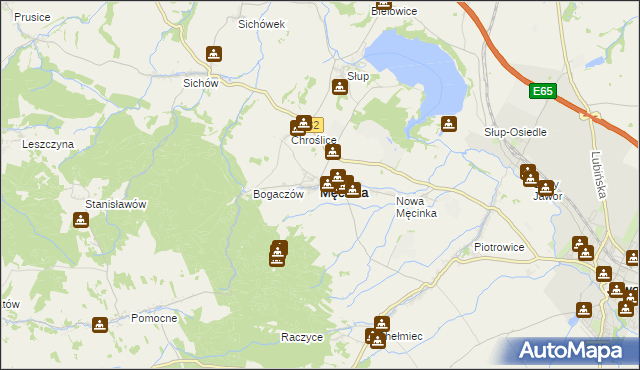 mapa Męcinka, Męcinka na mapie Targeo