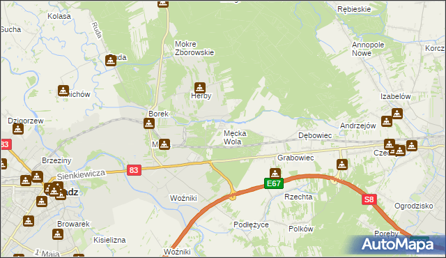 mapa Męcka Wola, Męcka Wola na mapie Targeo