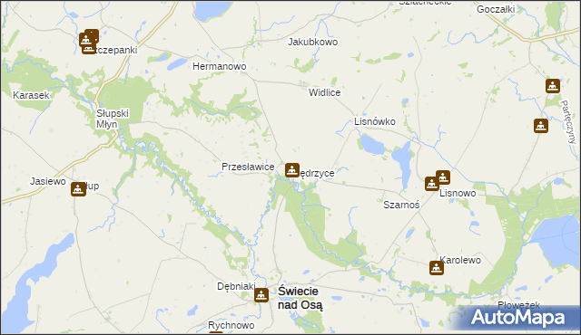 mapa Mędrzyce, Mędrzyce na mapie Targeo