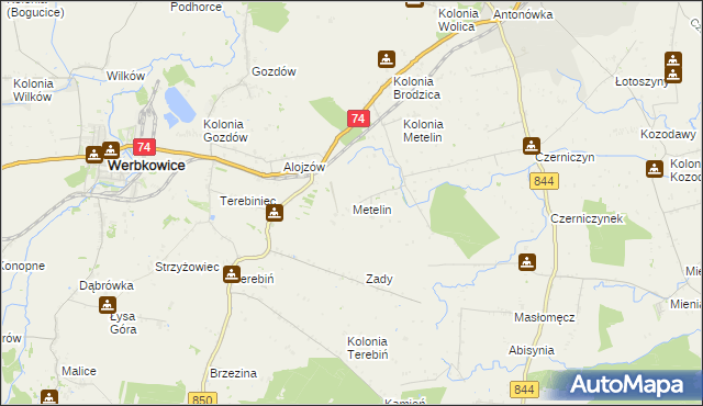 mapa Metelin gmina Hrubieszów, Metelin gmina Hrubieszów na mapie Targeo