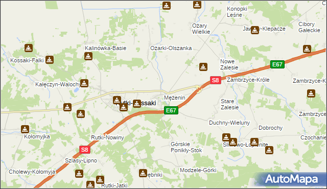 mapa Mężenin gmina Rutki, Mężenin gmina Rutki na mapie Targeo