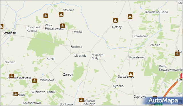 mapa Miączyn Mały, Miączyn Mały na mapie Targeo