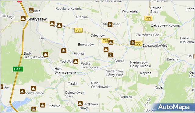 mapa Miasteczko gmina Skaryszew, Miasteczko gmina Skaryszew na mapie Targeo
