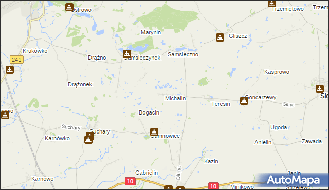 mapa Michalin gmina Nakło nad Notecią, Michalin gmina Nakło nad Notecią na mapie Targeo