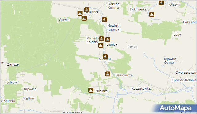 mapa Michałki gmina Rokitno, Michałki gmina Rokitno na mapie Targeo
