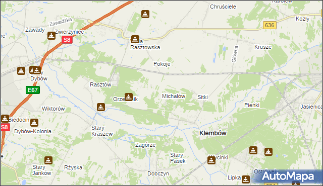 mapa Michałów gmina Klembów, Michałów gmina Klembów na mapie Targeo