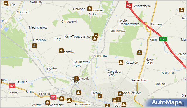 mapa Michałów gmina Kutno, Michałów gmina Kutno na mapie Targeo