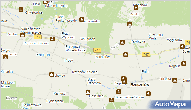 mapa Michałów gmina Rzeczniów, Michałów gmina Rzeczniów na mapie Targeo