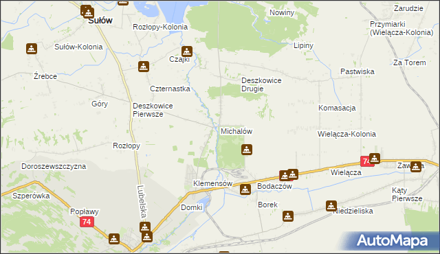mapa Michalów gmina Sułów, Michalów gmina Sułów na mapie Targeo