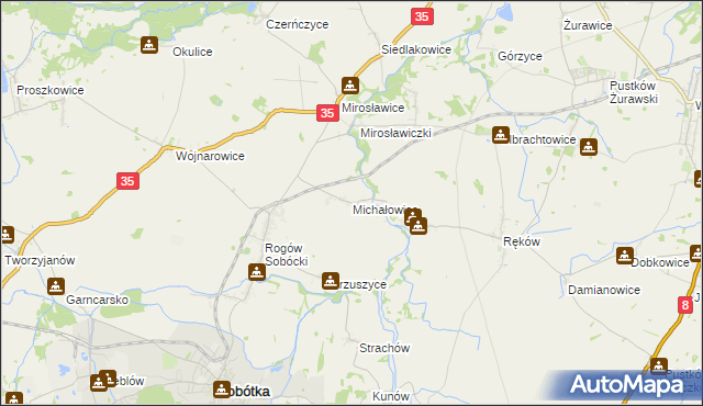 mapa Michałowice gmina Sobótka, Michałowice gmina Sobótka na mapie Targeo