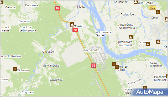 mapa Michałówka gmina Kozienice, Michałówka gmina Kozienice na mapie Targeo