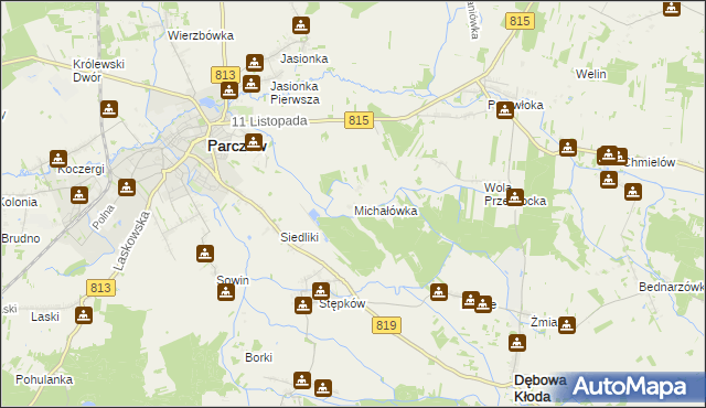 mapa Michałówka gmina Parczew, Michałówka gmina Parczew na mapie Targeo