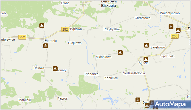 mapa Michałowo gmina Zakrzewo, Michałowo gmina Zakrzewo na mapie Targeo