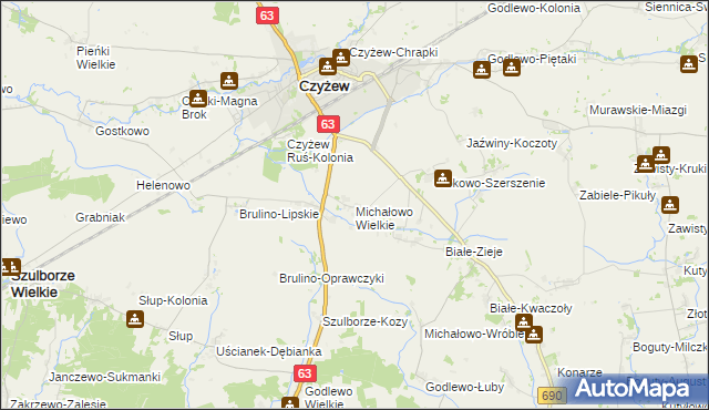 mapa Michałowo Wielkie, Michałowo Wielkie na mapie Targeo