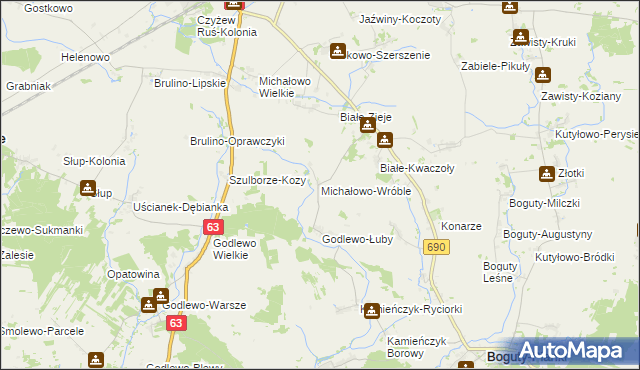 mapa Michałowo-Wróble, Michałowo-Wróble na mapie Targeo