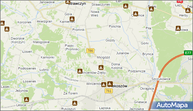 mapa Micigózd, Micigózd na mapie Targeo