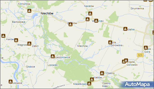 mapa Miechów gmina Niechlów, Miechów gmina Niechlów na mapie Targeo