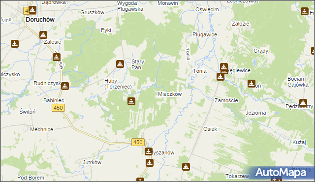 mapa Mieczków gmina Wieruszów, Mieczków gmina Wieruszów na mapie Targeo