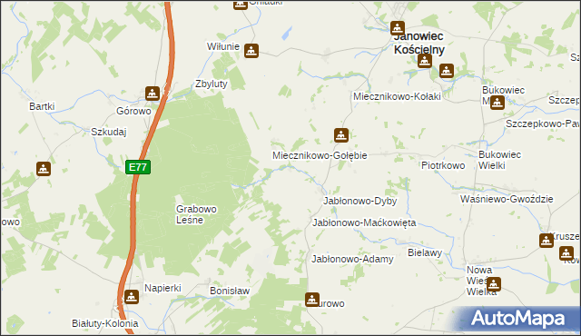 mapa Miecznikowo-Miąchy, Miecznikowo-Miąchy na mapie Targeo