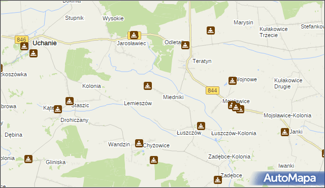 mapa Miedniki, Miedniki na mapie Targeo