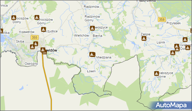 mapa Miedziana gmina Sulików, Miedziana gmina Sulików na mapie Targeo