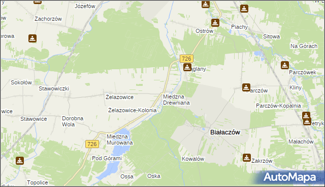 mapa Miedzna Drewniana, Miedzna Drewniana na mapie Targeo