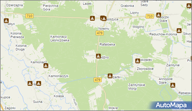 mapa Miedźno gmina Warta, Miedźno gmina Warta na mapie Targeo