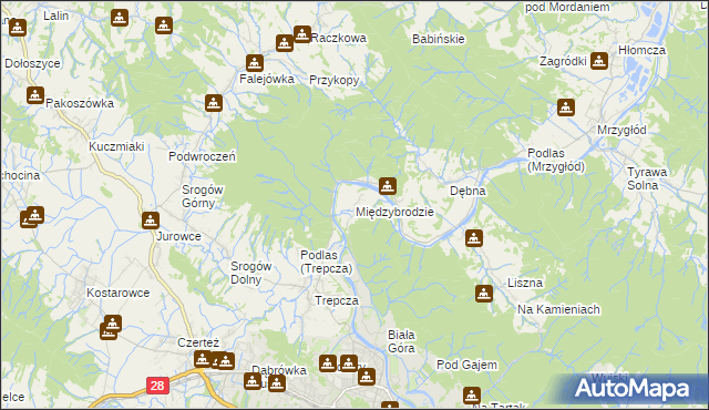 mapa Międzybrodzie, Międzybrodzie na mapie Targeo