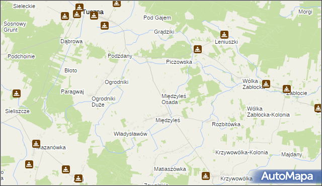 mapa Międzyleś Osada, Międzyleś Osada na mapie Targeo