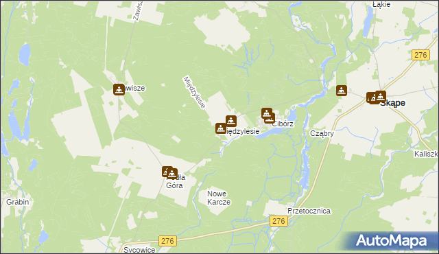 mapa Międzylesie gmina Skąpe, Międzylesie gmina Skąpe na mapie Targeo