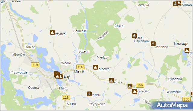 mapa Miedzyn, Miedzyn na mapie Targeo