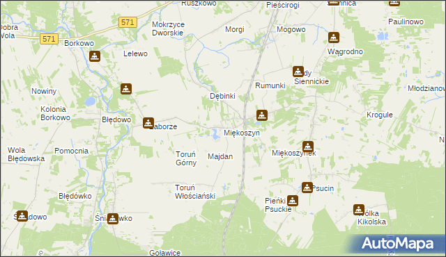 mapa Miękoszyn, Miękoszyn na mapie Targeo